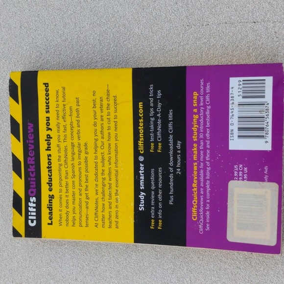 Spanish Cliffsnotes & CD Bundle Spanish 1 Cliffsnotes Paperback Book & SpanishCD - Picture 3 of 11
